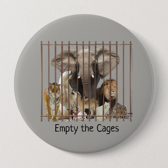 Badge Rond 10 Cm Vider les cages Animaux Zoo Les droits des animaux (Devant)