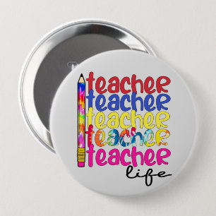 Badge Rond 10 Cm Vie de l'enseignant