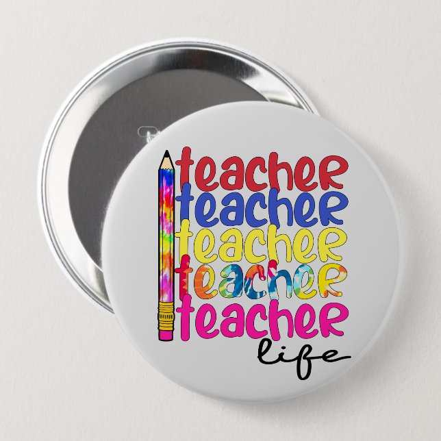 Badge Rond 10 Cm Vie de l'enseignant (Devant & derrière)