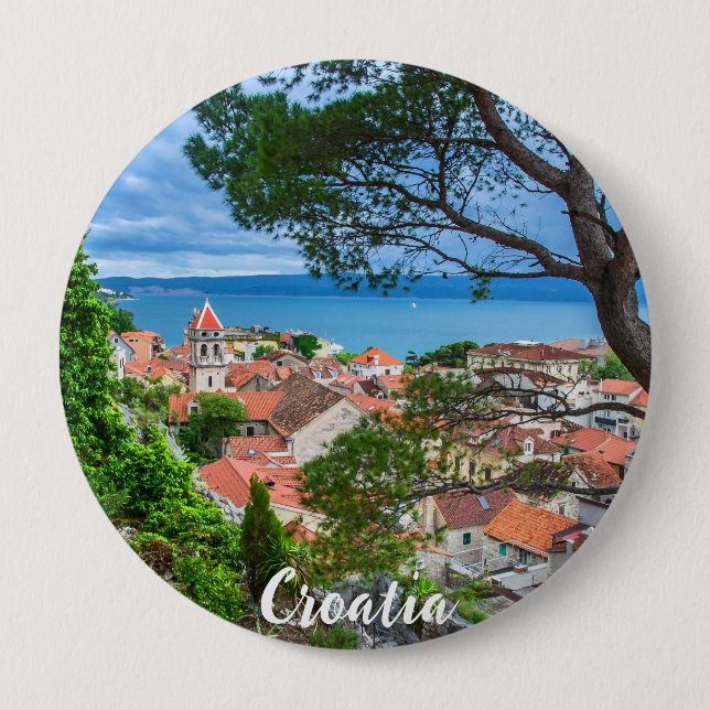 Badge Rond 10 Cm Ville croate d'Omis (Devant)