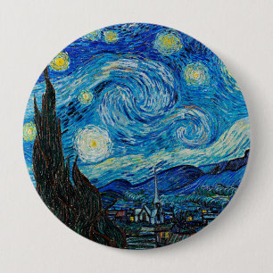 Badge Rond 10 Cm Vincent van Gogh, Starry Night