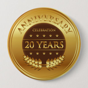 Badge Rond 10 Cm Vingt ans d'anniversaire de célébration de
