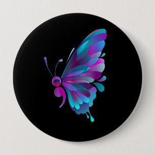 Badge Rond 10 Cm Vintage Semicolon Butterfly Semi Colon