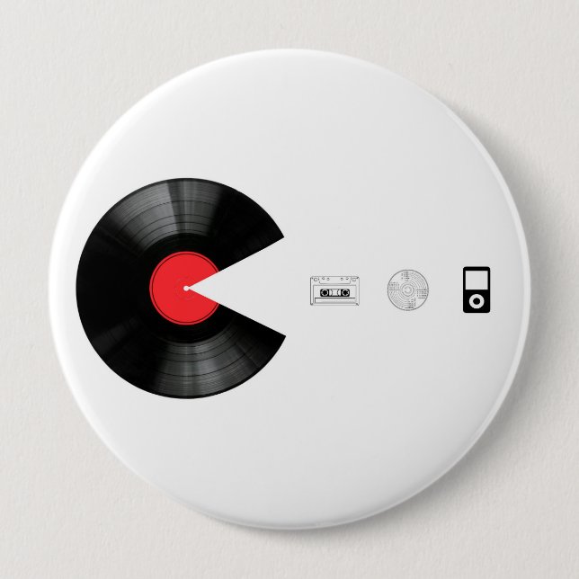 Badge Rond 10 Cm VINYL VILLAIN manger TOUT (Devant)