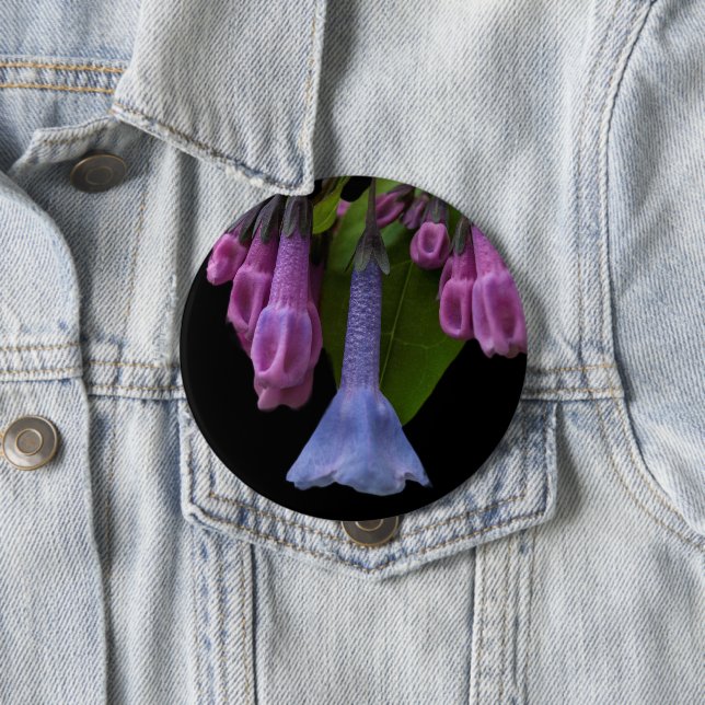 Badge Rond 10 Cm Virginia Bluebells Fleur sauvage (En situation)