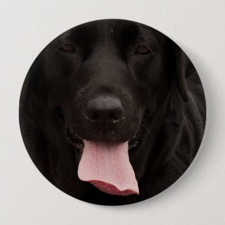 Badge Rond 10 Cm Visage de chien noir