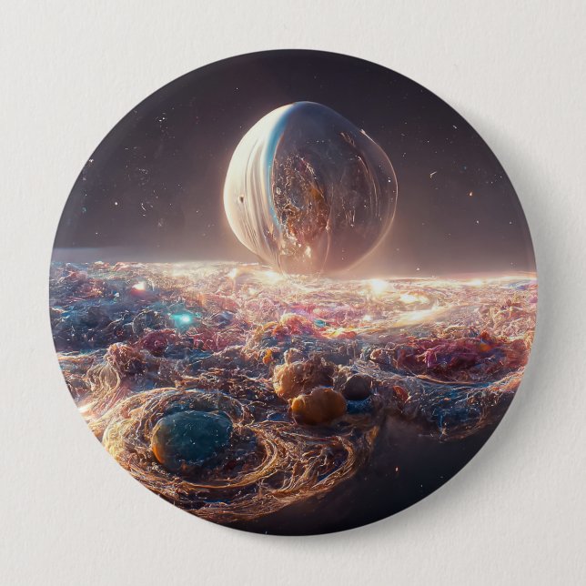 Badge Rond 10 Cm Voie Lactée et galaxies (Devant)