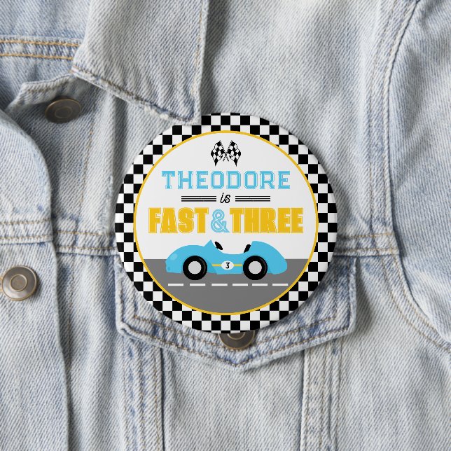 Badge Rond 10 Cm Voiture de course Fast & Three Faveur de fête d'an (En situation)
