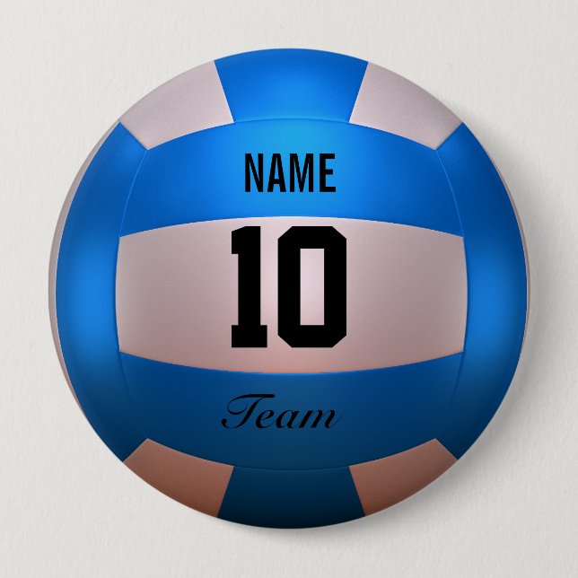 Badge Rond 10 Cm Volleyball bleu (Devant)