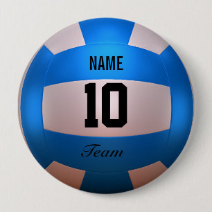Badge Rond 10 Cm Volleyball bleu