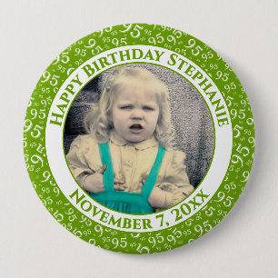 Badge Rond 10 Cm Votre photo 95ème motif de nombre aléatoire Vert/B