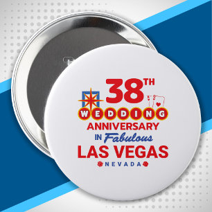 Badge Rond 10 Cm Voyage à Las Vegas pour le 38e anniversaire de mar