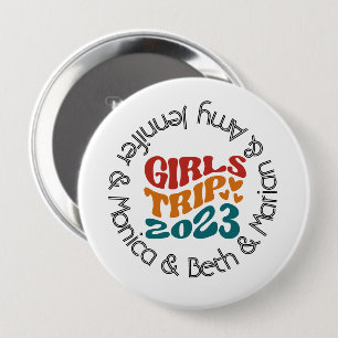 Badge Rond 10 Cm Voyage de fille 2023 Couleurs et texte personnalis