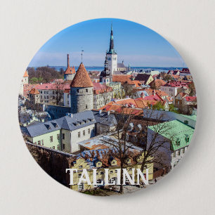 Badge Rond 10 Cm Vue aérienne du centre-ville de Tallinn en Estonie