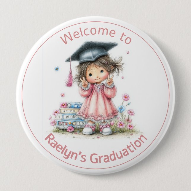 Badge Rond 10 Cm Whimsical Kindergarten Graduation Celebration  (Devant)