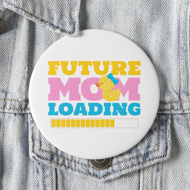 Badge Rond 10 Cm White Future Maman Chargement fille Baby shower de (Créateur téléchargé)