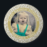 Badge Rond 10 Cm Your Photo 30th Birthday Number | Gold/White<br><div class="desc">This is a commemorative button with your photo and text for celebrating your 30th Birthday. There is a text template to make it easy to change the message and date. There is also a photo template to make it easy to add your image. This gold-and-white picture frame is a random...</div>