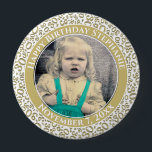 Badge Rond 10 Cm Your Photo 30th Birthday Number | Gold/White<br><div class="desc">This is a commemorative button with your photo and text for celebrating your 30th Birthday. There is a text template to make it easy to change the message and date. There is also a photo template to make it easy to add your image. This gold-and-white picture frame is a random...</div>