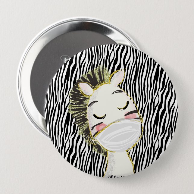 Badge Rond 10 Cm Zèbre de sécurité animal enfant Coronavirus (Devant & derrière)