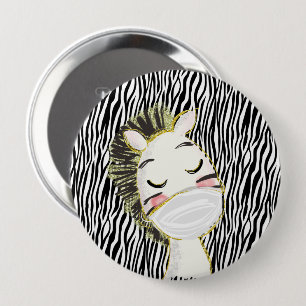 Badge Rond 10 Cm Zèbre de sécurité animal enfant Coronavirus