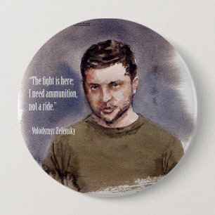 Badge Rond 10 Cm Zelensky, bouton Volodymir