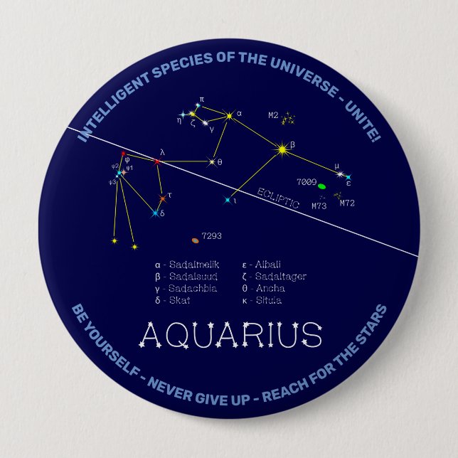 Badge Rond 10 Cm Zodiaque Aquarius (Devant)