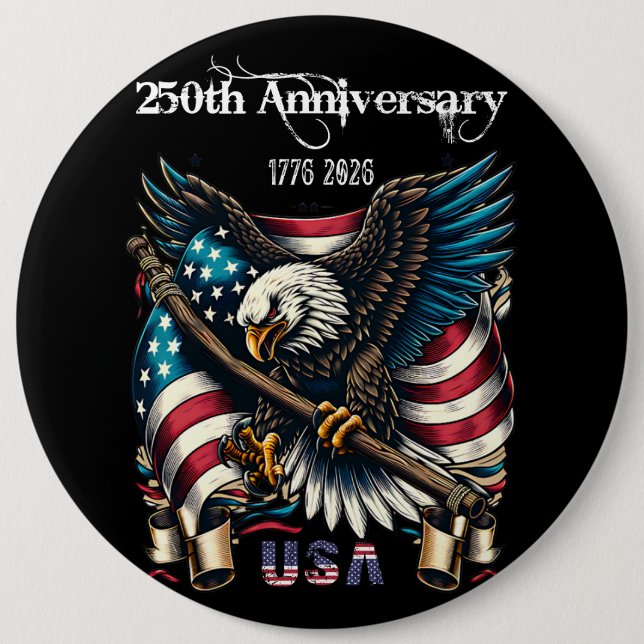 Badge Rond 15,2 Cm 1776 2026 Happy Anniversary America (Devant)