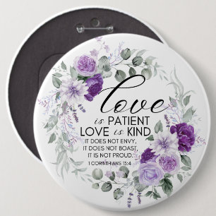 Badge Rond 15,2 Cm 1 Corinthiens 13:4 L'amour est patient Violet Flor
