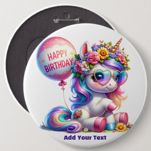 Badge Rond 15,2 Cm #4 Ajoutez votre texte /Joyeux Anniversaire 
