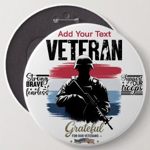 Badge Rond 15,2 Cm #4 Reconnaissants envers nos vétérans