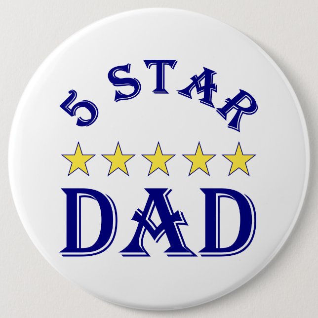 Badge Rond 15,2 Cm 5 étoiles papa (Devant)