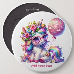Badge Rond 15,2 Cm #6  Ajoutez votre texte /Joyeux Anniversaire 