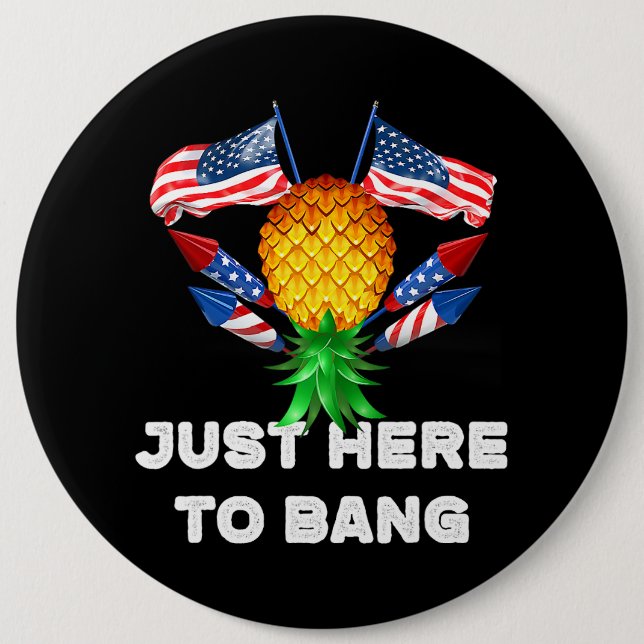Badge Rond 15,2 Cm À L'Hauteur De L'Ananas Swinger Juste Ici Pour Ban (Devant)