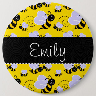 Badge Rond 15,2 Cm Abeille jaune et noire