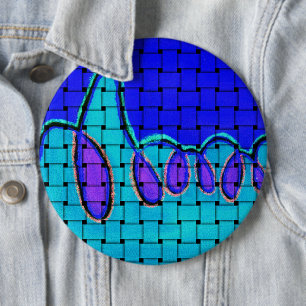 Badge Rond 15,2 Cm Abstrait bleu français avec texture tissée