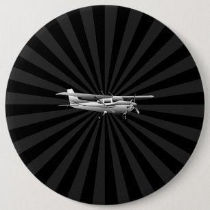 Badge Rond 15,2 Cm Aéronef Cessna Silhouette Flying Black Burning