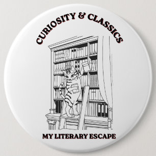 Badge Rond 15,2 Cm Affiche d'art esthétique de bibliothécaire félin