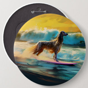 Badge Rond 15,2 Cm Afghan Hound Beach Surf Peinture