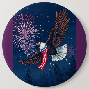 Badge Rond 15,2 Cm Aigle à bald volant avec les États-Unis Écharpe à 