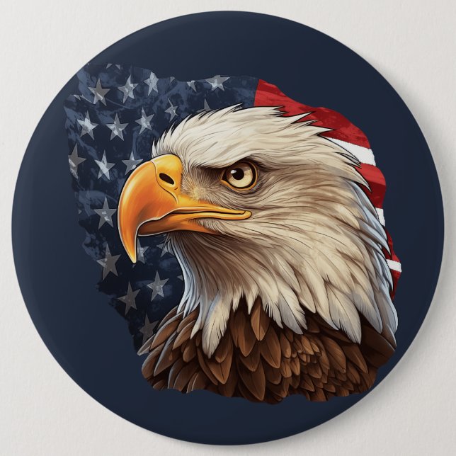 Badge Rond 15,2 Cm Aigle à drapeau américain (Devant)