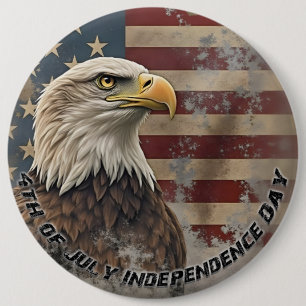 Badge Rond 15,2 Cm Aigle majestueux et drapeau – Esprit de liberté
