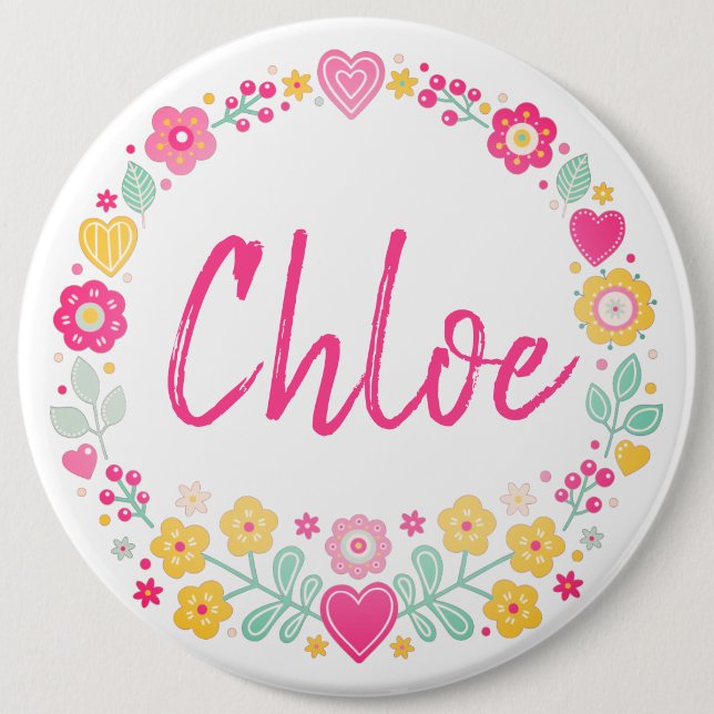 Badge Rond 15,2 Cm Ajouter votre nom - Bouton Arrondi (Devant)