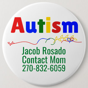 Badge Rond 15,2 Cm Ajouter Votre Propre Texte - Bouton Arrondi Autism