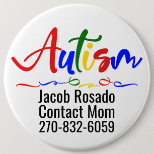 Badge Rond 15,2 Cm Ajouter Votre Propre Texte - Bouton Arrondi Autism