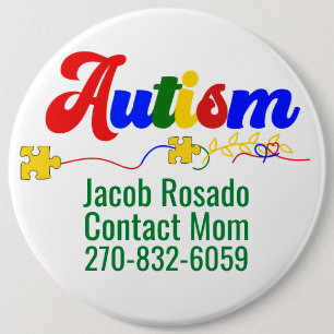 Badge Rond 15,2 Cm Ajouter Votre Propre Texte - Bouton Arrondi Autism