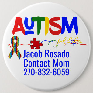 Badge Rond 15,2 Cm Ajouter Votre Propre Texte - Bouton Arrondi Autism
