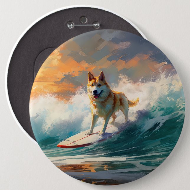 Badge Rond 15,2 Cm Akita Beach Surf Peinture (Devant & derrière)