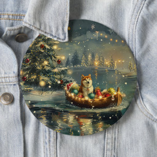 Badge Rond 15,2 Cm Akita Christmas Festive Voyage