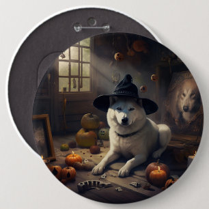 Badge Rond 15,2 Cm Akita Citrouilles Halloween effroi