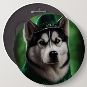 Badge Rond 15,2 Cm Alaskan Malamute chien en robe de fête St. Patrick
